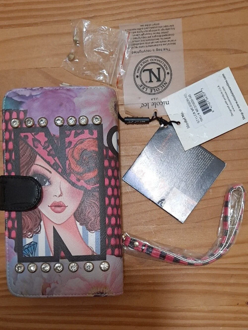 Nicole Lee Multicolor Floral '5' Wristlet Wallet with Gem Studs